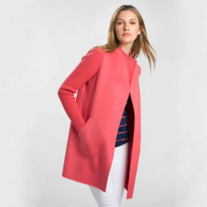 model in honeysuckle cashmere coat
