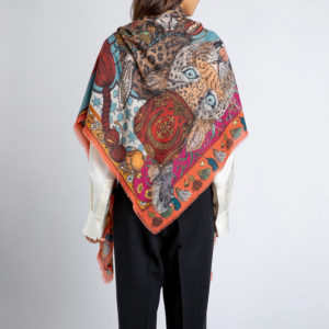 sabina savage cashmere scarf- the leopard's bazaar in saffron