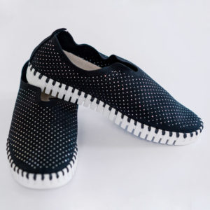 sparkly black slip-on sneakers
