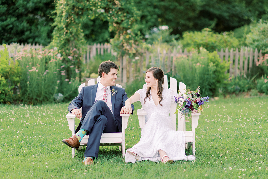 bride and groom in chairs
