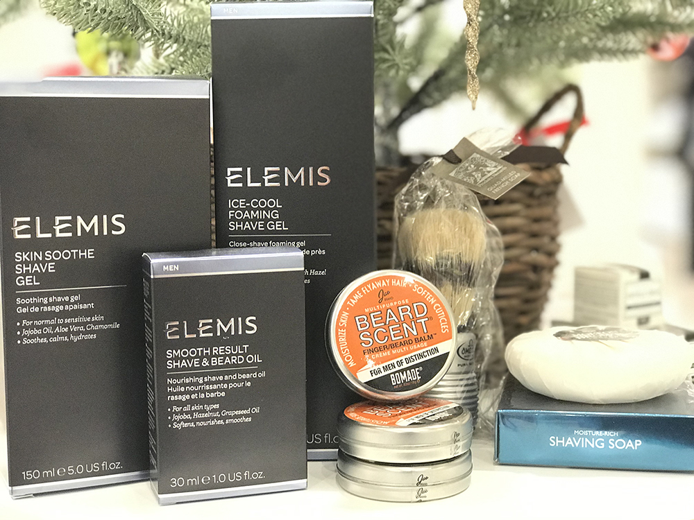 elemis products and beard scent for men