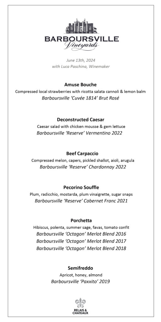 barboursville vineyards menu